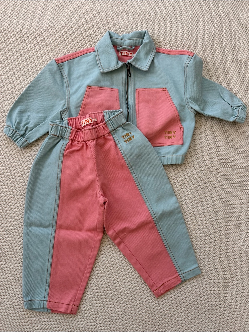TINY Color Blocked Jacket and Pants Warm Blue